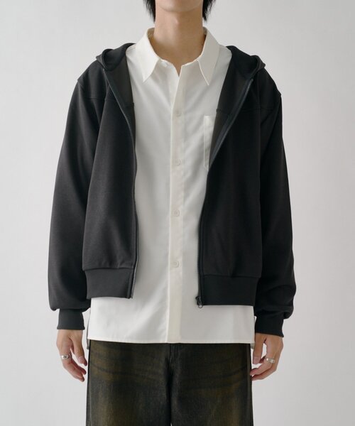 goocy(グーシー)の「ボンディングスウェットZIPPK(パーカー・メンズ・グレー/ブラック・LARGE/MEDIUM)」の3枚目の写真
