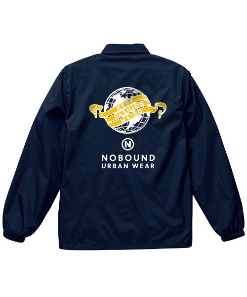 NOBOUND(ノーバウンド)の「NOBOUND(ノーバウンド) コーチジャケット イラスト ロゴ バックプリント 裏トリコット アウター メンズ ユニセックス(ナイロンジャケット・メンズ・パープル/ネイビー/ブラック/グリーン系/バーガンディー・M/L/XL)」の4枚目の写真