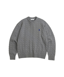 Heavyweight Cable Crew Neck Knit [GRAY]_COOSKT040GRAY