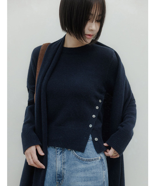 MEMUA(メムア)の「クレール ラクーンメリノウールニット(ネイビー)(ニット/セーター・レディース・ネイビー/オートミール・FREE)」の3枚目の写真