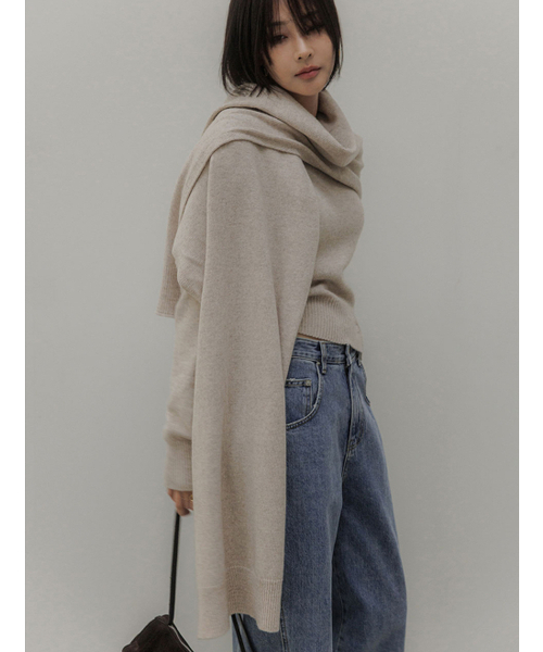 MEMUA(メムア)の「クレール ラクーンメリノウールニット(ネイビー)(ニット/セーター・レディース・ネイビー/オートミール・FREE)」の4枚目の写真