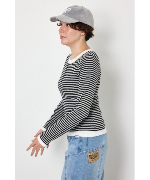 RODEO CROWNS WIDE BOWL(ロデオクラウンズワイドボウル)の「フェイクレイヤードヘンリーネックトップス(Tシャツ/カットソー・レディース・ブルー系その他2/グレー系その他/杢グレー/ブラック・FREE)」の20枚目の写真