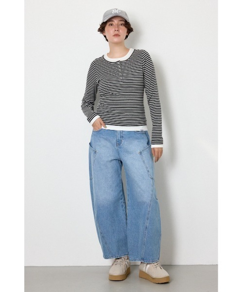 RODEO CROWNS WIDE BOWL(ロデオクラウンズワイドボウル)の「フェイクレイヤードヘンリーネックトップス(Tシャツ/カットソー・レディース・ブルー系その他2/グレー系その他/杢グレー/ブラック・FREE)」の22枚目の写真