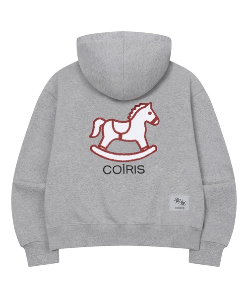 COIRIS(コイリス)の「クレヨン PONY グラフィックフードT(3カラー)(パーカー・レディース・ライトグレー/ブラック/ネイビー・FREE)」の1枚目の写真