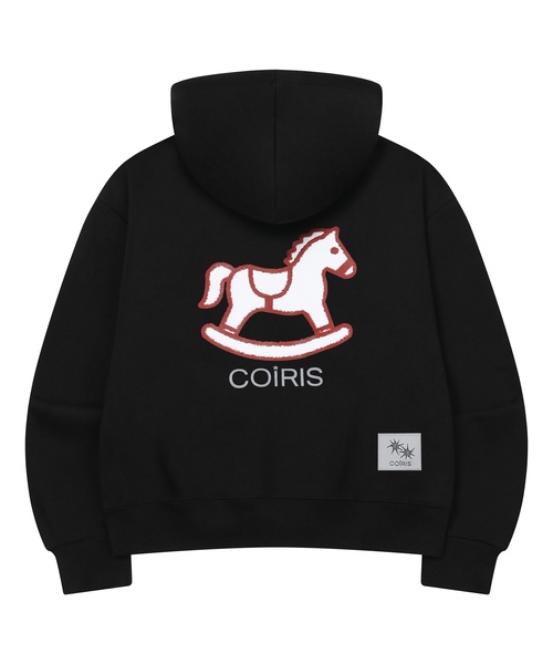COIRIS(コイリス)の「クレヨン PONY グラフィックフードT(3カラー)(パーカー・レディース・ライトグレー/ブラック/ネイビー・FREE)」の2枚目の写真
