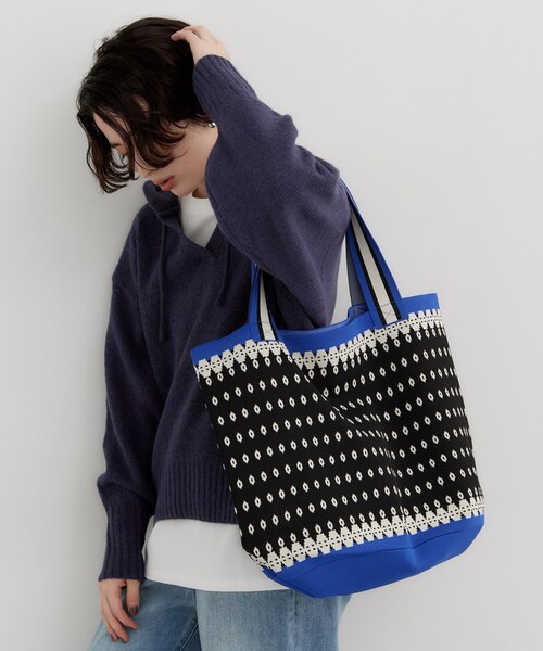 THE SHOP TK (ザ ショップ ティーケー )の「ニットトートBAG(トートバッグ・レディース・ブルー系その他2/ダークブラウン系2/ブラック系・99)」の1枚目の写真