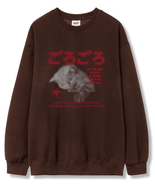 TI.GLAKE(ティーグレイク)の「スリーピーキャット オーバーサイズ 裏毛 スウェット Tシャツ 6カラー(スウェット・レディース・ブラック/ネイビー/ブラウン/グレー/クリーム/チャコール・LARGE/X-LARGE/XX-LARGE)」の5枚目の写真