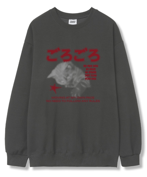 TI.GLAKE(ティーグレイク)の「スリーピーキャット オーバーサイズ 裏毛 スウェット Tシャツ 6カラー(スウェット・レディース・ブラック/ネイビー/ブラウン/グレー/クリーム/チャコール・LARGE/X-LARGE/XX-LARGE)」の4枚目の写真