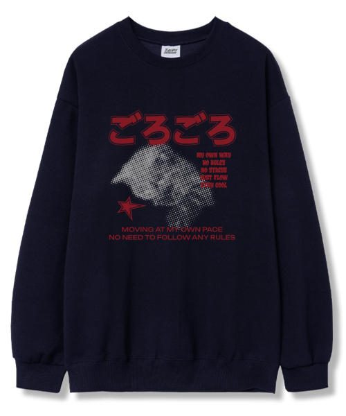 TI.GLAKE(ティーグレイク)の「スリーピーキャット オーバーサイズ 裏毛 スウェット Tシャツ 6カラー(スウェット・レディース・ブラック/ネイビー/ブラウン/グレー/クリーム/チャコール・LARGE/X-LARGE/XX-LARGE)」の8枚目の写真