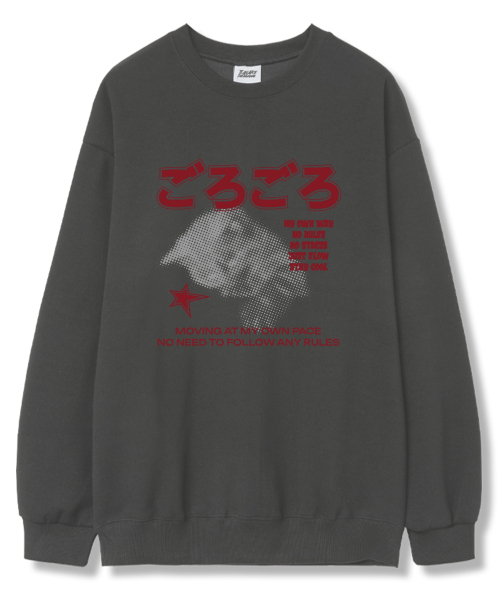 TI.GLAKE(ティーグレイク)の「スリーピーキャット オーバーサイズ 裏毛 スウェット Tシャツ 6カラー(スウェット・レディース・ブラック/ネイビー/ブラウン/グレー/クリーム/チャコール・LARGE/X-LARGE/XX-LARGE)」の9枚目の写真
