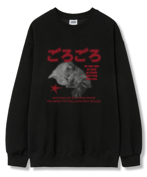 TI.GLAKE(ティーグレイク)の「スリーピーキャット オーバーサイズ 裏毛 スウェット Tシャツ 6カラー(スウェット・レディース・ブラック/ネイビー/ブラウン/グレー/クリーム/チャコール・LARGE/X-LARGE/XX-LARGE)」の11枚目の写真