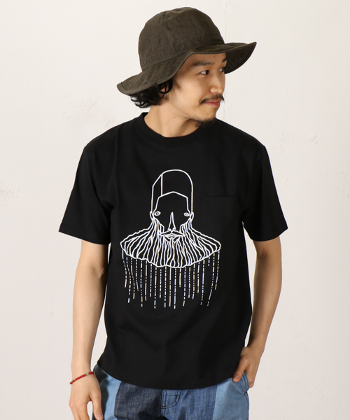 CIAOPANIC（チャオパニック）の「【Kenichi Oki】　BEARD（Tシャツ/カットソー・メンズ・ホワイト/ブラック・L/LL/M）」の2枚目の写真