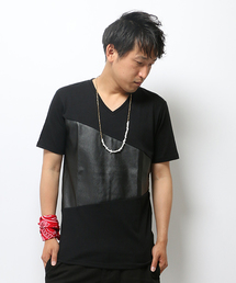 VENCEEXCHANGE | PU斜め切り替えTシャツ    (Tシャツ/カットソー)