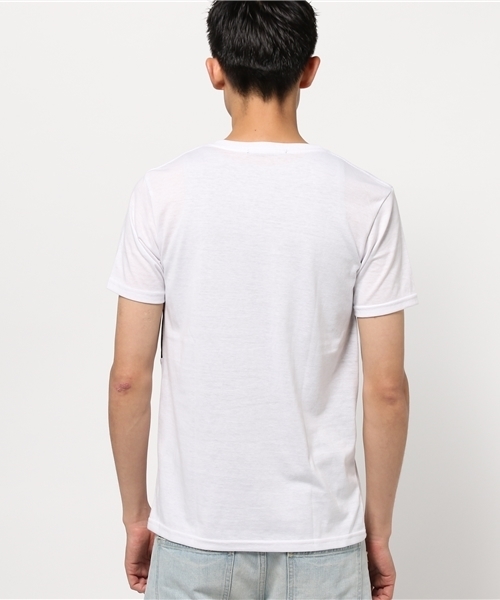 VENCEEXCHANGE（ヴァンスエクスチェンジ）の「PU斜め切り替えTシャツ    （Tシャツ/カットソー・メンズ・オフホワイト/ブラック・LARGE/MEDIUM）」の3枚目の写真