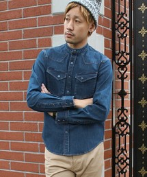 ESSENTIAL GARMENT MEN'S BIGI | 【2016-17A/W 新作】ストレッチスリム デニムシャツ/バンドカラー(シャツ/ブラウス)