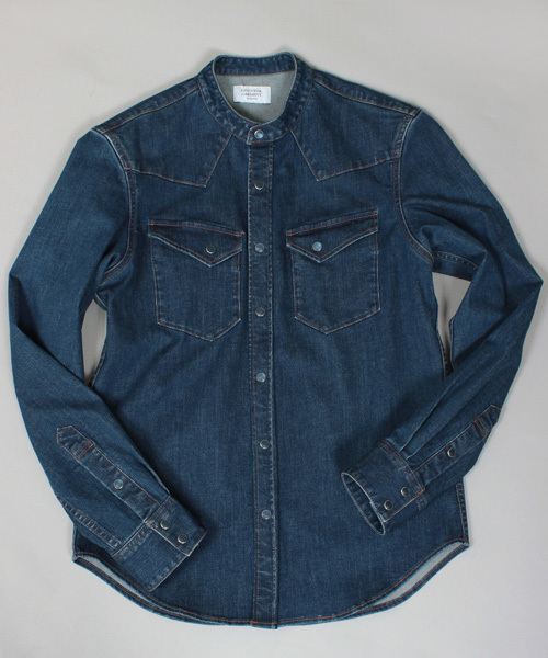 ESSENTIAL GARMENT MEN'S BIGI（エッセンシャルガーメントメンズビギ）の「【2016-17A/W 新作】ストレッチスリム デニムシャツ/バンドカラー（シャツ/ブラウス・メンズ・インディゴブルー・L/M/S）」の13枚目の写真