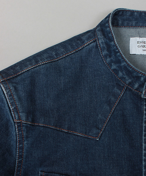 ESSENTIAL GARMENT MEN'S BIGI（エッセンシャルガーメントメンズビギ）の「【2016-17A/W 新作】ストレッチスリム デニムシャツ/バンドカラー（シャツ/ブラウス・メンズ・インディゴブルー・L/M/S）」の14枚目の写真