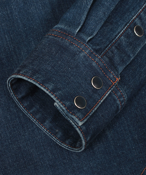 ESSENTIAL GARMENT MEN'S BIGI（エッセンシャルガーメントメンズビギ）の「【2016-17A/W 新作】ストレッチスリム デニムシャツ/バンドカラー（シャツ/ブラウス・メンズ・インディゴブルー・L/M/S）」の8枚目の写真