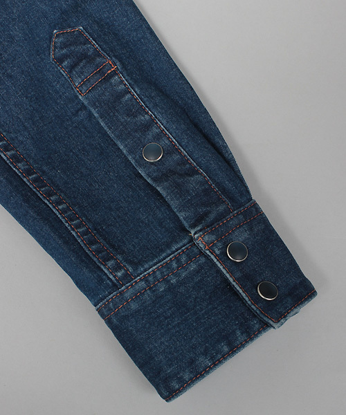 ESSENTIAL GARMENT MEN'S BIGI（エッセンシャルガーメントメンズビギ）の「【2016-17A/W 新作】ストレッチスリム デニムシャツ/バンドカラー（シャツ/ブラウス・メンズ・インディゴブルー・L/M/S）」の9枚目の写真