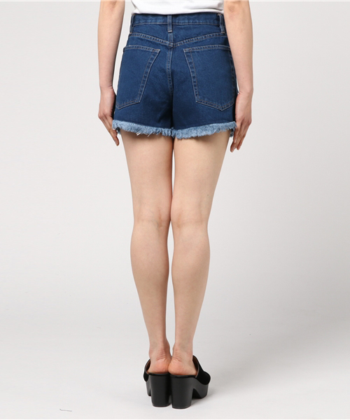 KOBE LETTUCE（コウベレタス）の「取り入れるだけでこなれ感UP！[XS/S/M]裾フリンジ☆ハイウエストダメージデニムショートパンツ/ボトムス/レディース[M1787]（デニムパンツ・レディース・オフホワイト/ブルー/ライトブルー・M/S/XS）」の13枚目の写真