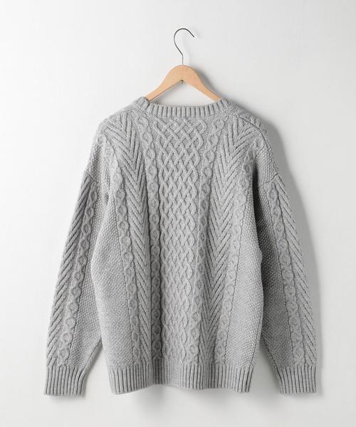 coen(コーエン)の「アランケーブルクルーネックニット(ブラウン⇒WEB限定カラー)(ニット/セーター・メンズ・オフホワイト/ブラック/グレー/ブラウン/レッド・X-LARGE/SMALL/MEDIUM/LARGE)」の9枚目の写真