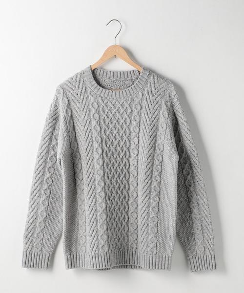 coen(コーエン)の「アランケーブルクルーネックニット(ブラウン⇒WEB限定カラー)(ニット/セーター・メンズ・オフホワイト/ブラック/グレー/ブラウン/レッド・X-LARGE/SMALL/MEDIUM/LARGE)」の14枚目の写真