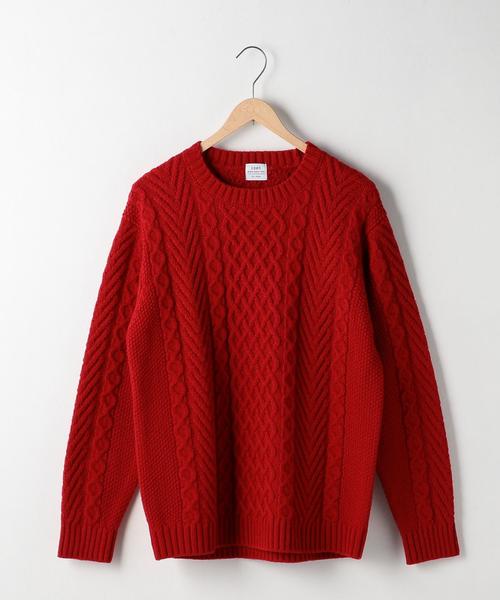 coen(コーエン)の「アランケーブルクルーネックニット(ブラウン⇒WEB限定カラー)(ニット/セーター・メンズ・オフホワイト/ブラック/グレー/ブラウン/レッド・X-LARGE/SMALL/MEDIUM/LARGE)」の8枚目の写真