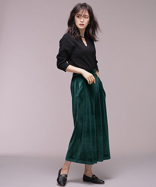 NANO universe（ナノユニバース）の「【リンネル 1月号掲載】【HERS 12月号掲載】ハイウエストベロアタックパンツ（その他パンツ・レディース・ネイビー/グリーン/ブラウン・FREE）」の12枚目の写真