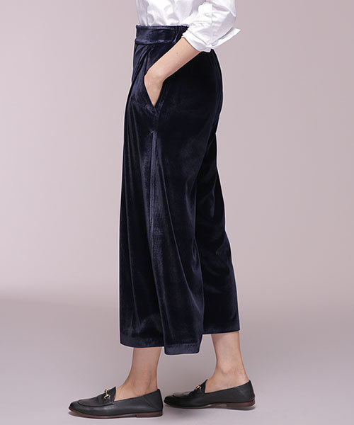 NANO universe（ナノユニバース）の「【リンネル 1月号掲載】【HERS 12月号掲載】ハイウエストベロアタックパンツ（その他パンツ・レディース・ネイビー/グリーン/ブラウン・FREE）」の8枚目の写真