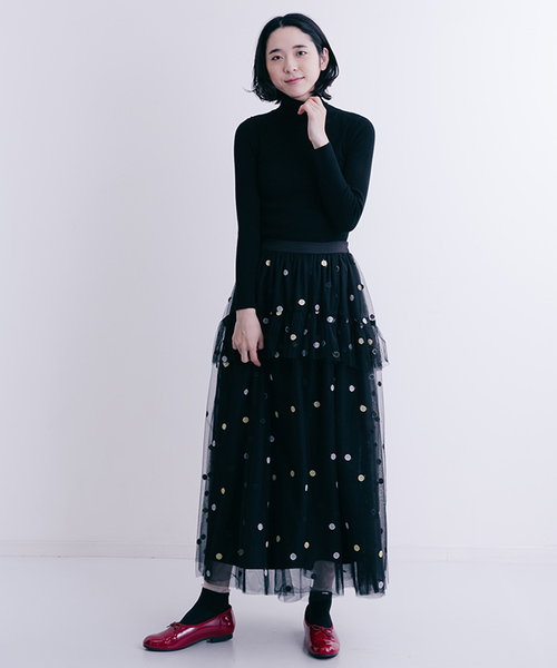merlot plus（メルロープリュス）の「ドット柄フリルチュールスカート7131（スカート・レディース・A/B/C・FREE）」の6枚目の写真