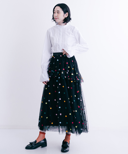 merlot plus（メルロープリュス）の「ドット柄フリルチュールスカート7131（スカート・レディース・A/B/C・FREE）」の8枚目の写真