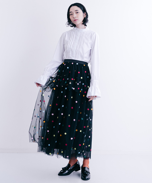 merlot plus（メルロープリュス）の「ドット柄フリルチュールスカート7131（スカート・レディース・A/B/C・FREE）」の10枚目の写真