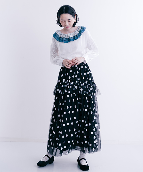 merlot plus（メルロープリュス）の「ドット柄フリルチュールスカート7131（スカート・レディース・A/B/C・FREE）」の16枚目の写真