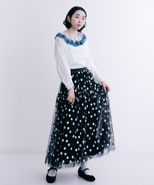 merlot plus（メルロープリュス）の「ドット柄フリルチュールスカート7131（スカート・レディース・A/B/C・FREE）」の14枚目の写真