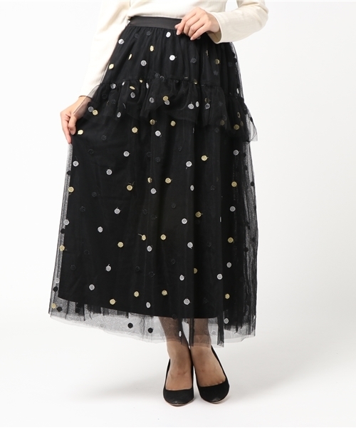 merlot plus（メルロープリュス）の「ドット柄フリルチュールスカート7131（スカート・レディース・A/B/C・FREE）」の5枚目の写真