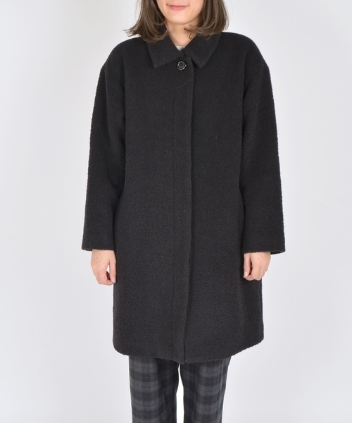 liflattie ships(リフラティ シップス)の「liflattie ships: ループカットシャギー ステンカラー コート ◇(ステンカラーコート・レディース・ブラック/ナチュラル・SMALL/MEDIUM)」の5枚目の写真