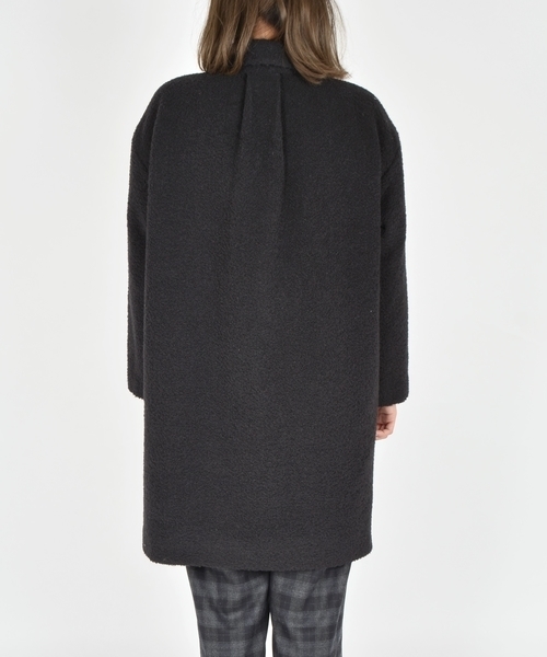 liflattie ships(リフラティ シップス)の「liflattie ships: ループカットシャギー ステンカラー コート ◇(ステンカラーコート・レディース・ブラック/ナチュラル・SMALL/MEDIUM)」の7枚目の写真