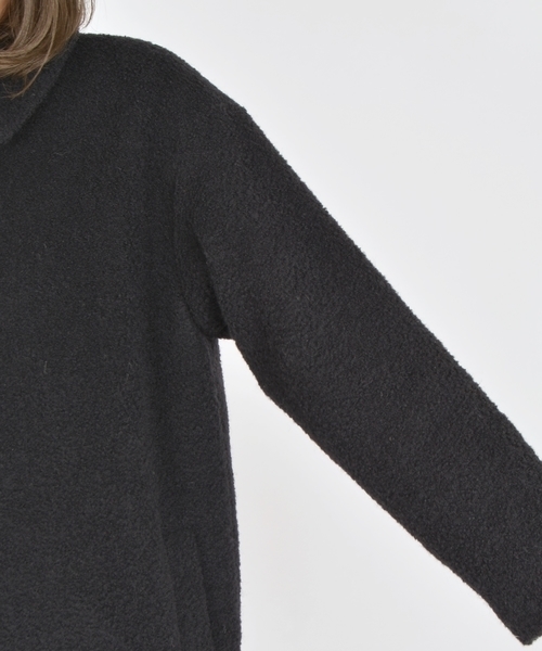 liflattie ships(リフラティ シップス)の「liflattie ships: ループカットシャギー ステンカラー コート ◇(ステンカラーコート・レディース・ブラック/ナチュラル・SMALL/MEDIUM)」の8枚目の写真