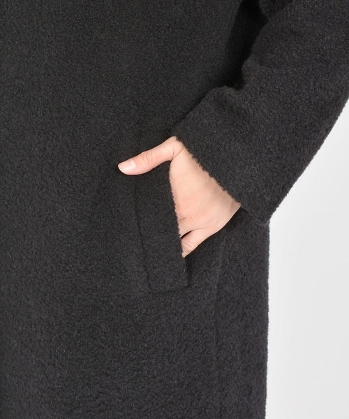 liflattie ships(リフラティ シップス)の「liflattie ships: ループカットシャギー ステンカラー コート ◇(ステンカラーコート・レディース・ブラック/ナチュラル・SMALL/MEDIUM)」の9枚目の写真