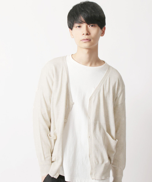 THE CASUAL（カジュアル）の「コットンニット長袖ドロップショルダーワイドカーディガン（カーディガン/ボレロ・メンズ・ネイビー/グリーン/オートミール/グレー系その他/ロイヤルブルー/チャコール/ブルー/テラコッタ/マスタード/杢グレー/ブルー系その他/ワイン/ブラック/オリーブ・L/M/S/XL）」の6枚目の写真