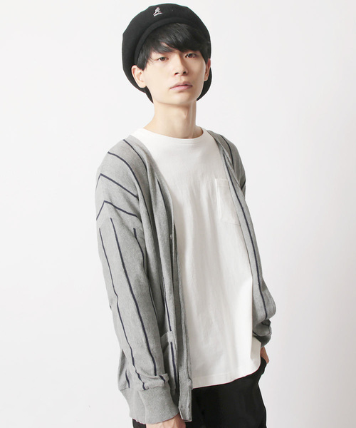 THE CASUAL（カジュアル）の「コットンニット長袖ドロップショルダーワイドカーディガン（カーディガン/ボレロ・メンズ・ネイビー/グリーン/オートミール/グレー系その他/ロイヤルブルー/チャコール/ブルー/テラコッタ/マスタード/杢グレー/ブルー系その他/ワイン/ブラック/オリーブ・L/M/S/XL）」の4枚目の写真