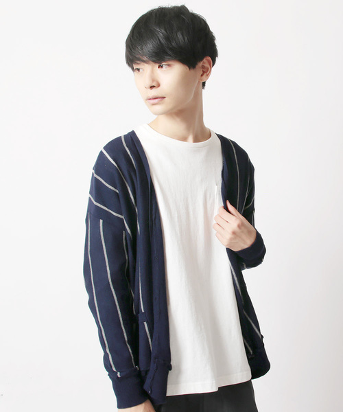 THE CASUAL（カジュアル）の「コットンニット長袖ドロップショルダーワイドカーディガン（カーディガン/ボレロ・メンズ・ネイビー/グリーン/オートミール/グレー系その他/ロイヤルブルー/チャコール/ブルー/テラコッタ/マスタード/杢グレー/ブルー系その他/ワイン/ブラック/オリーブ・L/M/S/XL）」の11枚目の写真