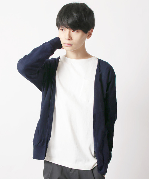 THE CASUAL（カジュアル）の「コットンニット長袖ドロップショルダーワイドカーディガン（カーディガン/ボレロ・メンズ・ネイビー/グリーン/オートミール/グレー系その他/ロイヤルブルー/チャコール/ブルー/テラコッタ/マスタード/杢グレー/ブルー系その他/ワイン/ブラック/オリーブ・L/M/S/XL）」の9枚目の写真