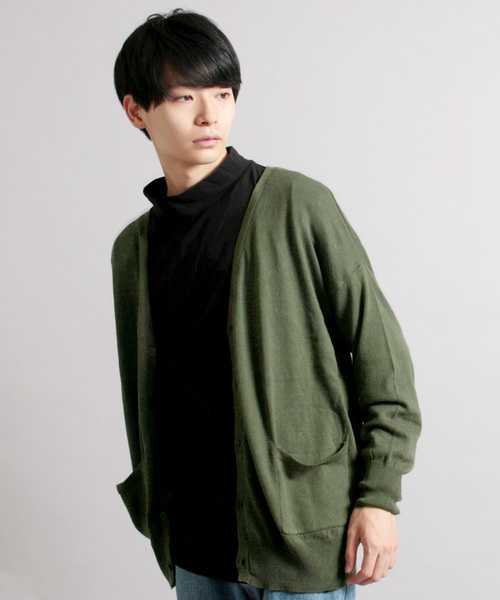 THE CASUAL（カジュアル）の「コットンニット長袖ドロップショルダーワイドカーディガン（カーディガン/ボレロ・メンズ・ネイビー/グリーン/オートミール/グレー系その他/ロイヤルブルー/チャコール/ブルー/テラコッタ/マスタード/杢グレー/ブルー系その他/ワイン/ブラック/オリーブ・L/M/S/XL）」の7枚目の写真