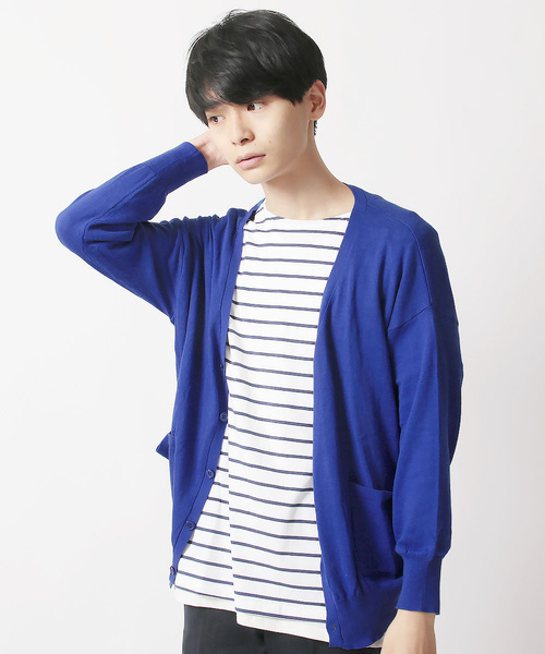 THE CASUAL（カジュアル）の「コットンニット長袖ドロップショルダーワイドカーディガン（カーディガン/ボレロ・メンズ・ネイビー/グリーン/オートミール/グレー系その他/ロイヤルブルー/チャコール/ブルー/テラコッタ/マスタード/杢グレー/ブルー系その他/ワイン/ブラック/オリーブ・L/M/S/XL）」の12枚目の写真