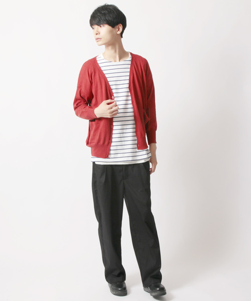 THE CASUAL（カジュアル）の「コットンニット長袖ドロップショルダーワイドカーディガン（カーディガン/ボレロ・メンズ・ネイビー/グリーン/オートミール/グレー系その他/ロイヤルブルー/チャコール/ブルー/テラコッタ/マスタード/杢グレー/ブルー系その他/ワイン/ブラック/オリーブ・L/M/S/XL）」の22枚目の写真