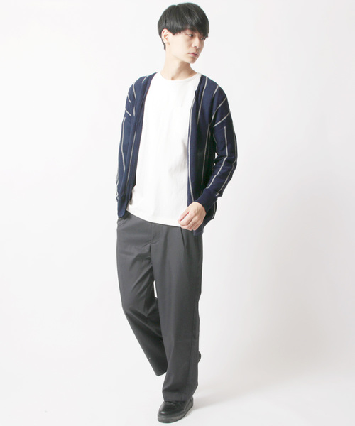 THE CASUAL（カジュアル）の「コットンニット長袖ドロップショルダーワイドカーディガン（カーディガン/ボレロ・メンズ・ネイビー/グリーン/オートミール/グレー系その他/ロイヤルブルー/チャコール/ブルー/テラコッタ/マスタード/杢グレー/ブルー系その他/ワイン/ブラック/オリーブ・L/M/S/XL）」の20枚目の写真