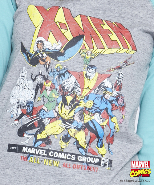 X-girl（エックスガール）の「MARVEL X-MEN BIG S/S TEE（Tシャツ/カットソー・レディース・ブラック/グリーン・1/2）」の5枚目の写真