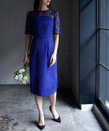 girl | 【結婚式・お呼ばれ対応ワンピースドレス】レースブラウス&ベアトップコクーンワンピースのセットアップ・パーティードレス(ドレス)