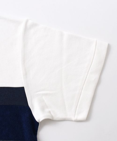 SHIPS JET BLUE（シップスジェットブルー）の「SHIPS JET BLUE: パッチワークボーダー Ｔシャツ2◇（Tシャツ/カットソー・メンズ・ホワイト/グリーン/ロイヤルブルー・SMALL/MEDIUM/X-SMALL/LARGE）」の5枚目の写真